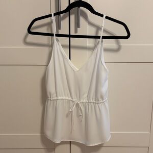 Babaton White V-Neck Drawstring Cami